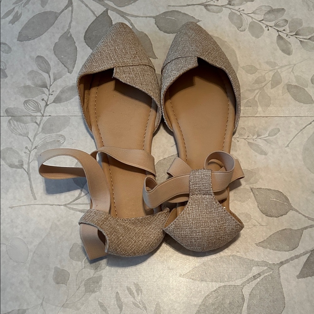 Elegant Beige Women's Flats with Ankle Strap
